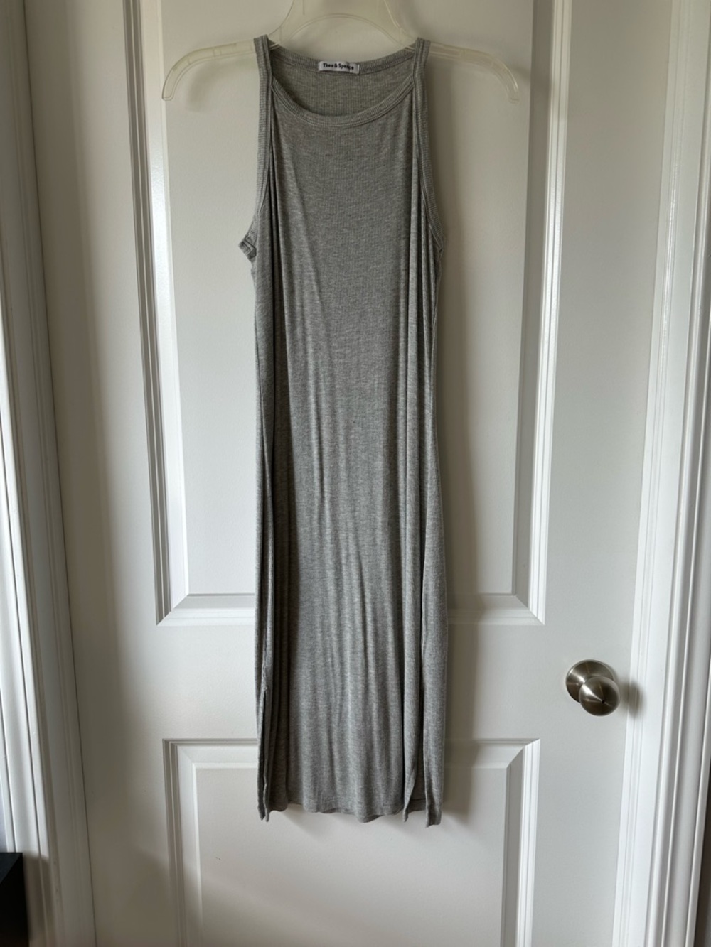 Soft Ribbed Maxi Dress Skirt in Gray